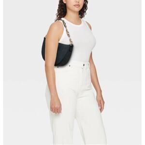 Universal Thread Women's Black Half Moon Shoulder Bag With Gold Chain
